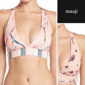 Maaji Reversible Peach Dayspring Satisfaction Long Line Bikini Top NWT • L